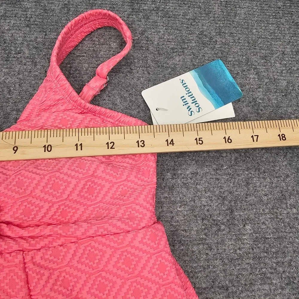 Swim Solutions Swim Dress Womens 8 Guava Pink Bow Front Tummy Control New - Picture 5 of 11